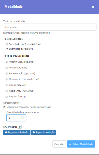 Opciones de formato de sumisión en Even3