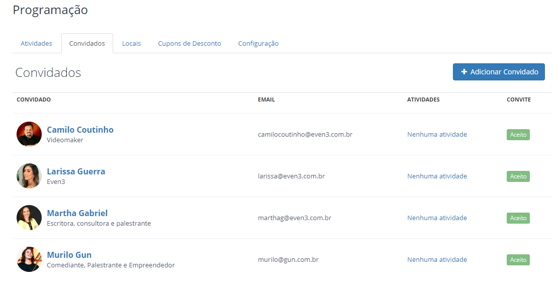 Displaying speakers on the Even3 event page