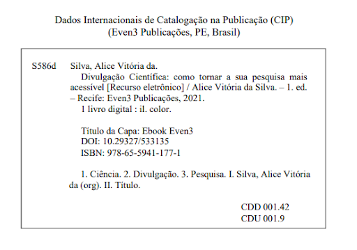 Exemplo de Ficha Catalográfica para publicar livros
