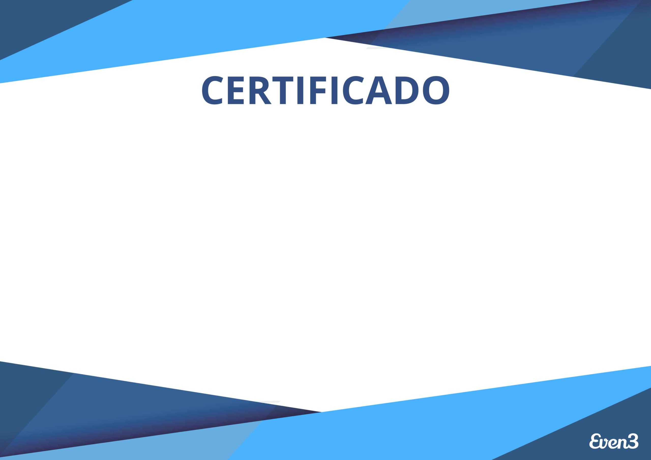 Modelo de certificado para baixar gratuitamente na Even3