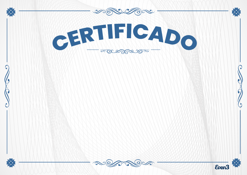 Modelo de certificado para baixar gratuitamente na Even3 