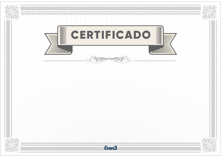 Modelo de certificado para baixar gratuitamente na Even3