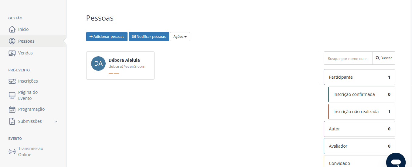 Exportar no Menu Pessoas da Even3 para fazer remarketing