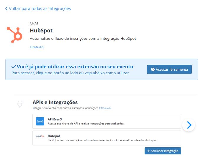 Integração da Even3 com o Hubspot