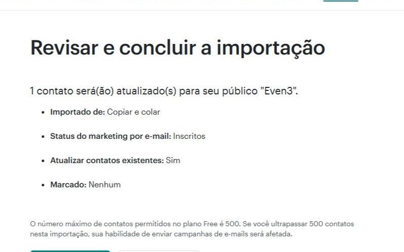 6) Pronto! Agora seus contatos já foram importados. Prossiga para criar um segmento.
