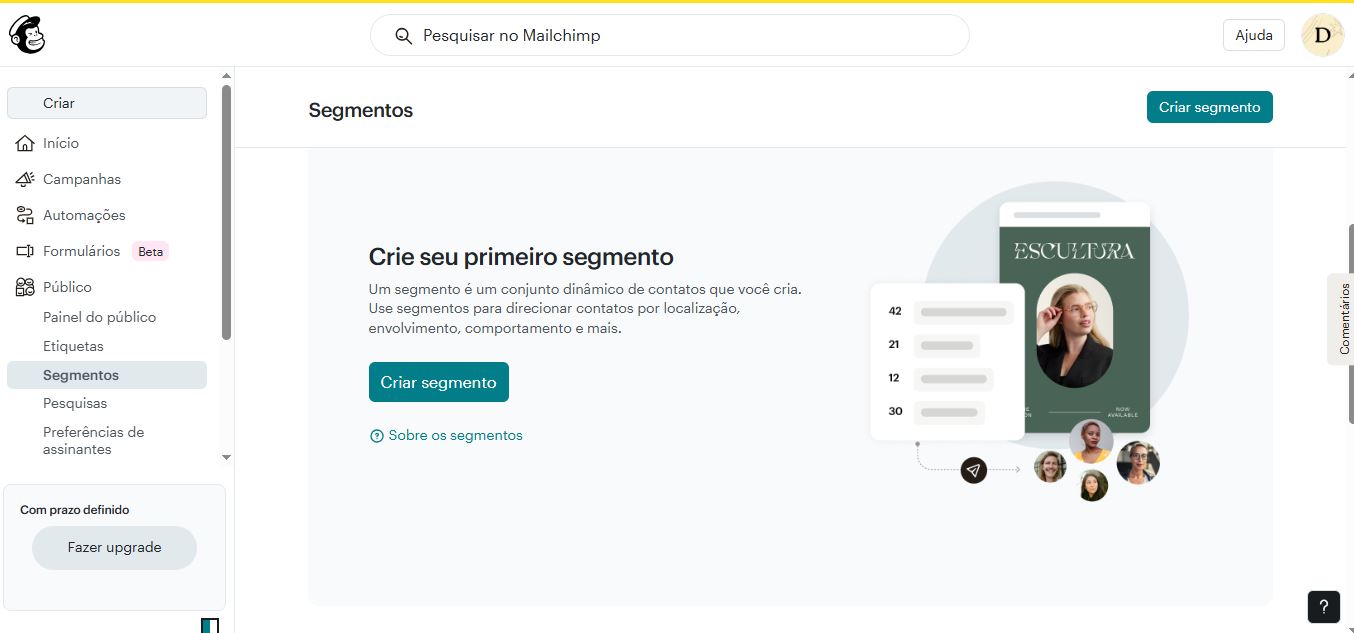 Menu do MailChimp