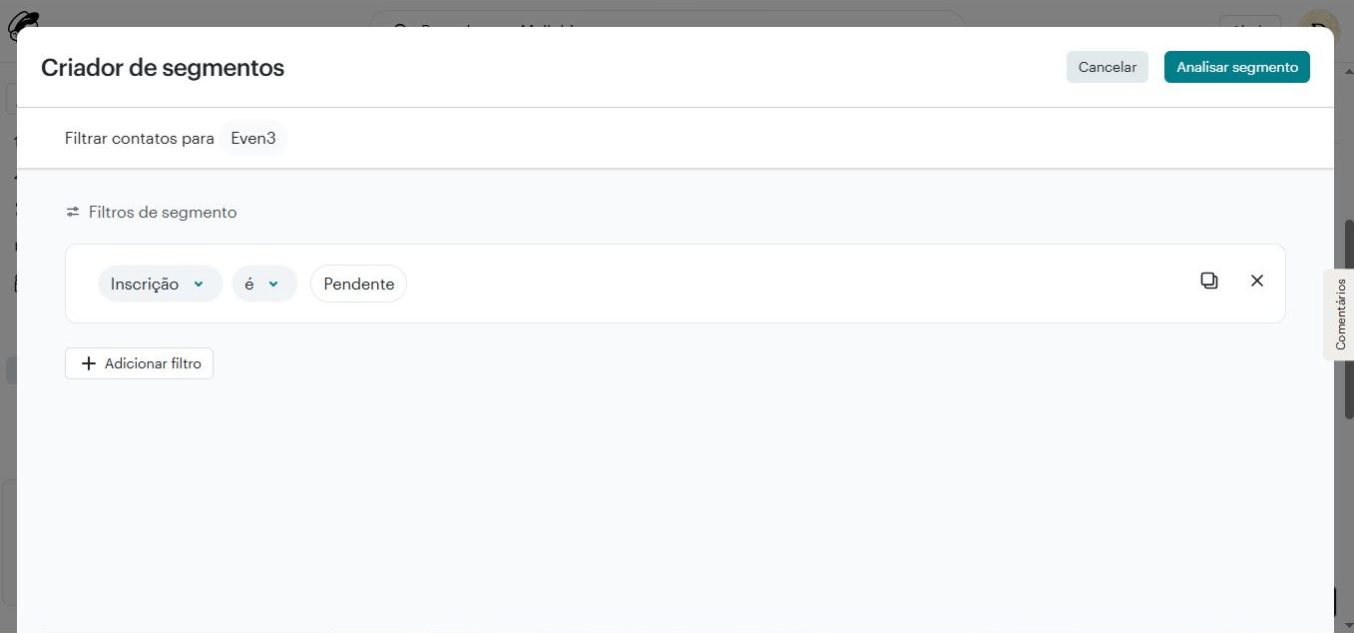 Criando filtros no mailchimp