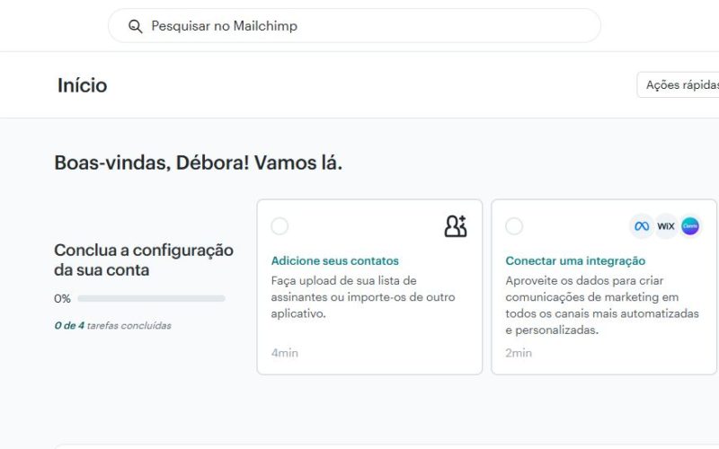 Mailchimp: conta concluída
