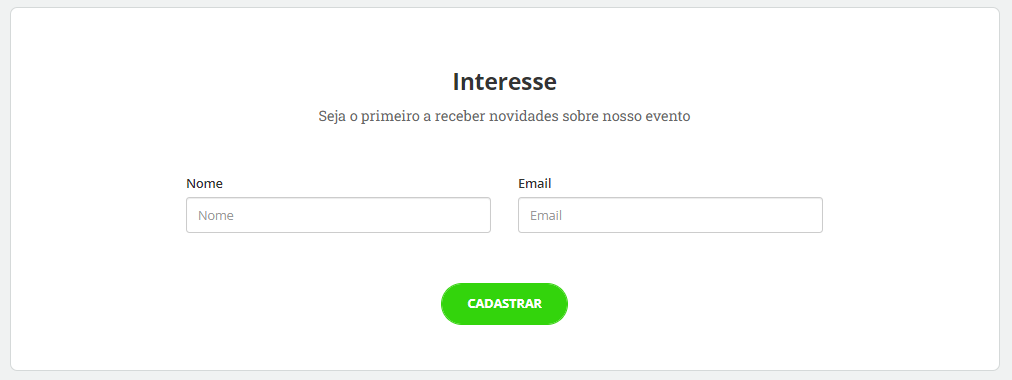 Exemplo de Área de Interesse no site do evento na Even3