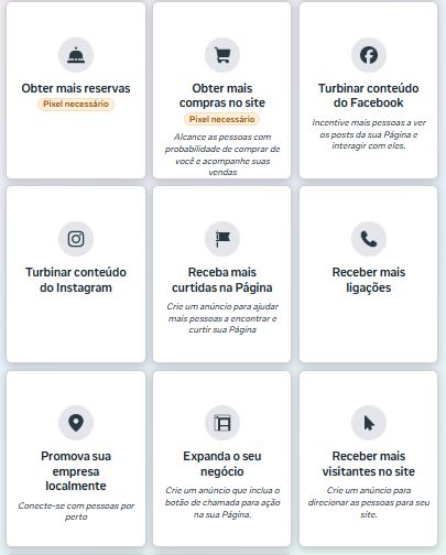 Tráfego pago no Instagram: Escolha uma meta