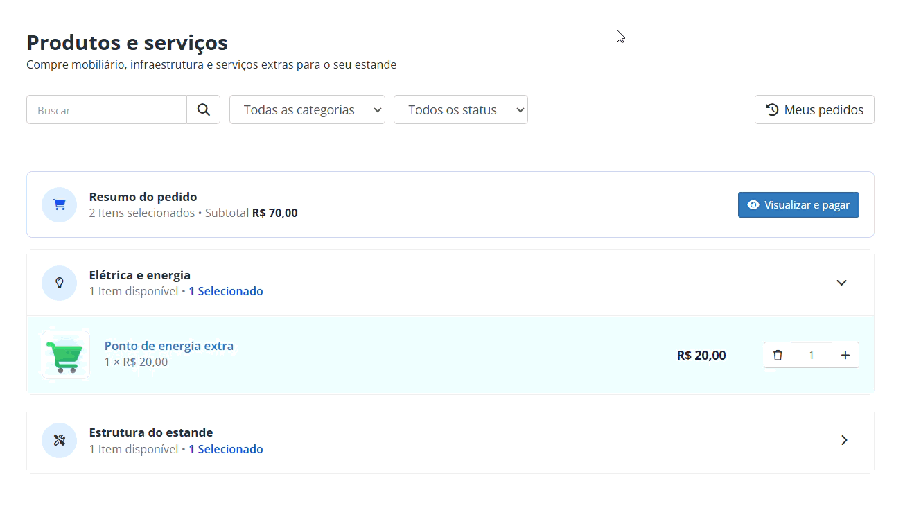 Compra de produtos e serviços na Área do Patrocinador da Even3