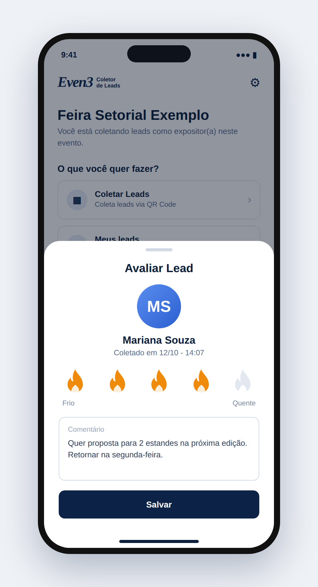 Aplicativo Coletor de Leads da Even3